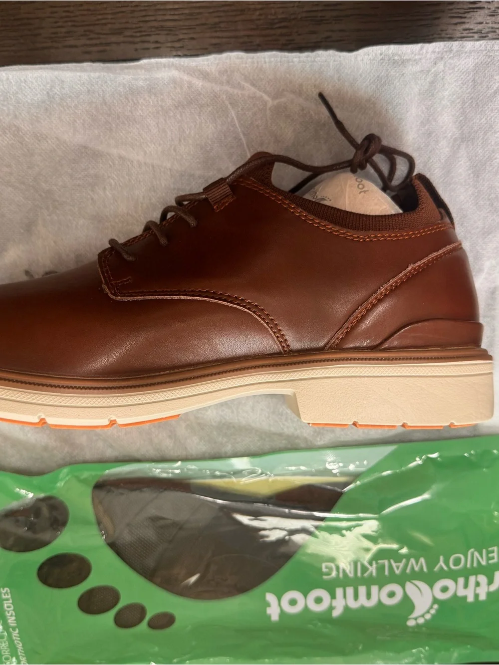 OrthoComfoot Men’s Oxford Dress Shoes Dark Brown Orthotic EU 41 US 8